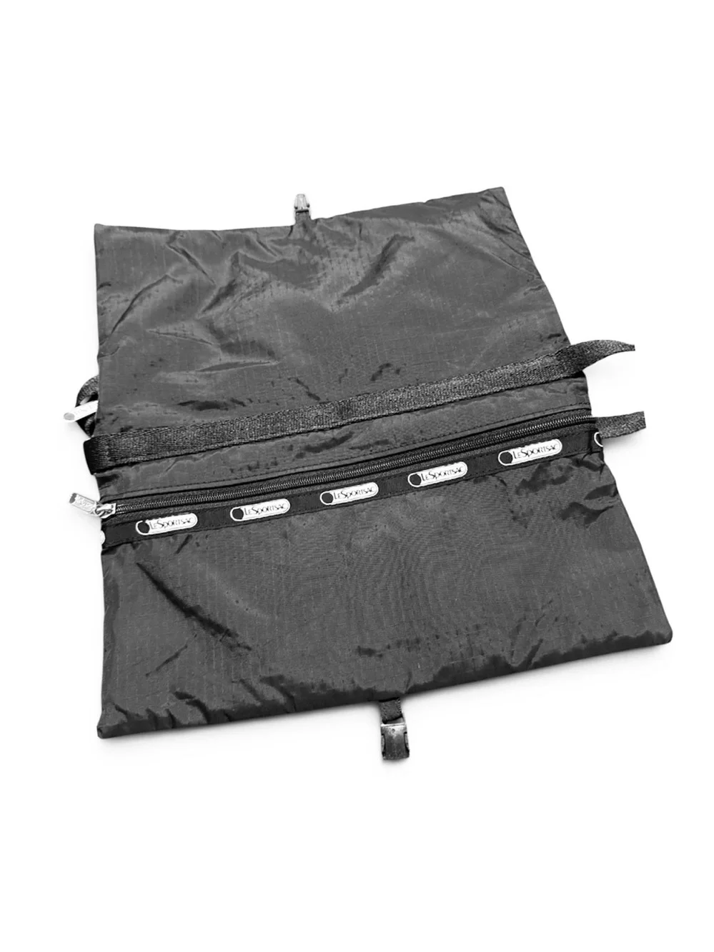 LeSportsac Black Cream Geometric Foldover Crossbody Purse